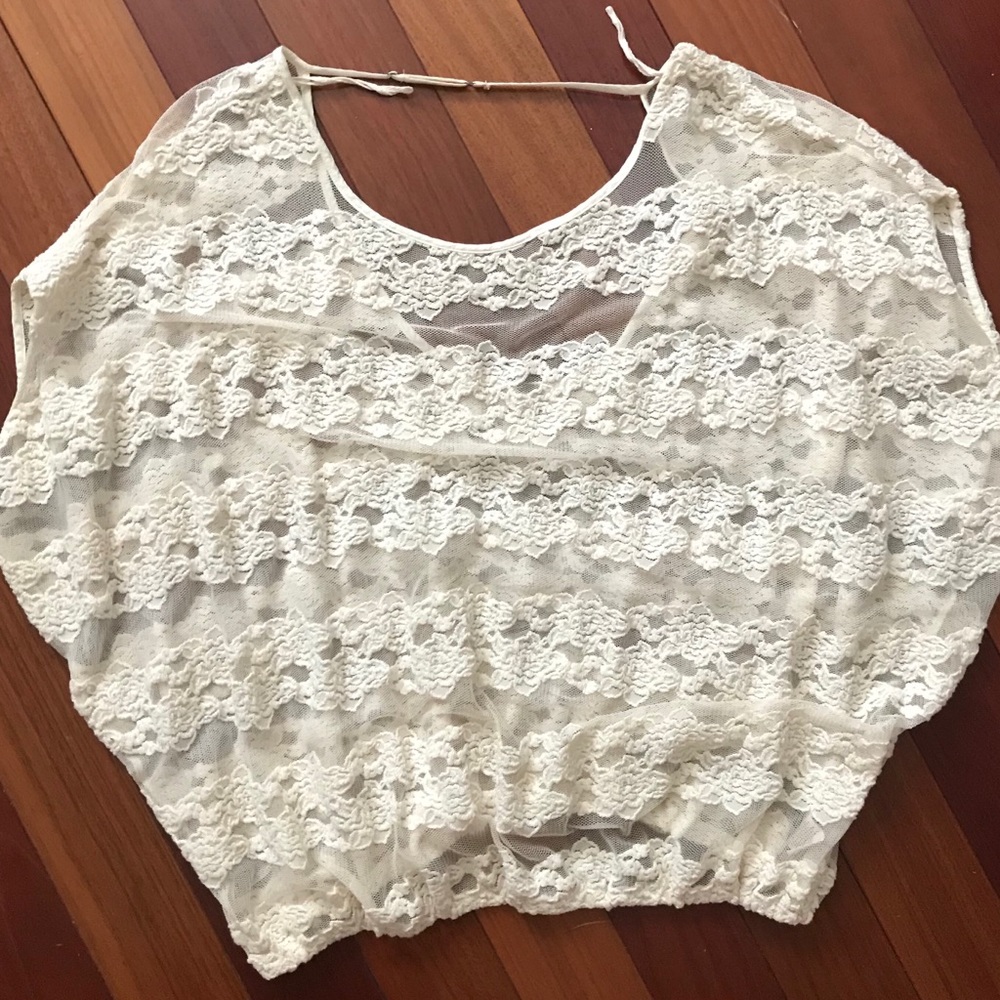 Free People Lace Shell Top - Ivory White Cream